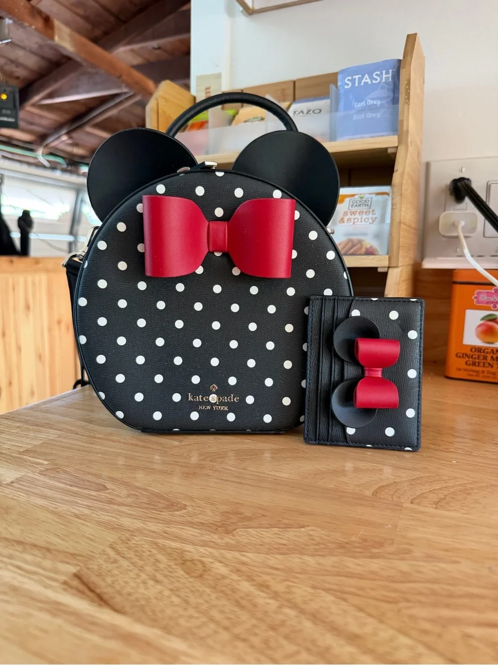 kate spade Black Polka Dot Minnie Bow Backpack & Cardholder Set